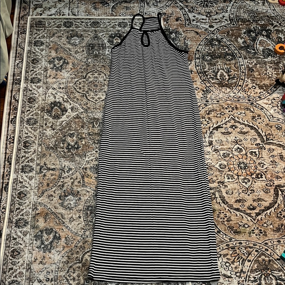 Striped racer back midi dress